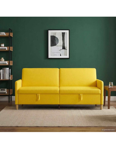 Divano con Storage Giallo Chiaro 192 x 78 x 87 cm Poliestere