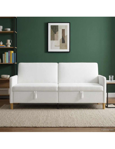 Divano con Storage Bianco 192 x 78 x 87 cm Poliestere