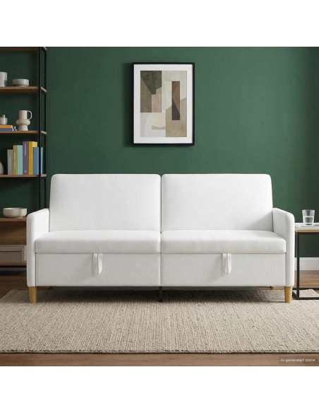 Divano con Storage Bianco 192 x 78 x 87 cm Poliestere