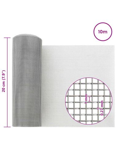Rete per schermatura 20 x 1000 cm 20 Mesh Argento