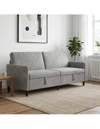 Divano con Storage Grigio Chiaro 192 x 78 x 87 cm Poliestere