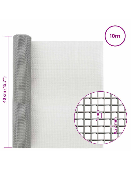 Rete per schermatura 40 x 1000 cm 20 Mesh Argento