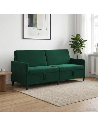 Divano con Storage Verde Scuro 192 x 78 x 87 cm Poliestere