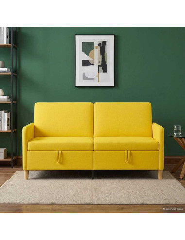Divano con Storage Giallo Chiaro 172 x 78 x 87 cm Poliestere