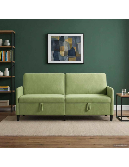 Divano con Storage Verde chiaro 192 x 78 x 87 cm Poliestere