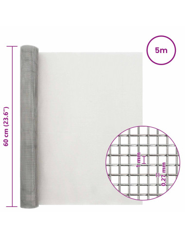 Rete per schermatura 60 x 500 cm 20 Mesh Argento