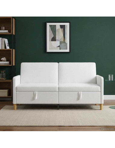 Divano con Storage Bianco 172 x 78 x 87 cm Poliestere
