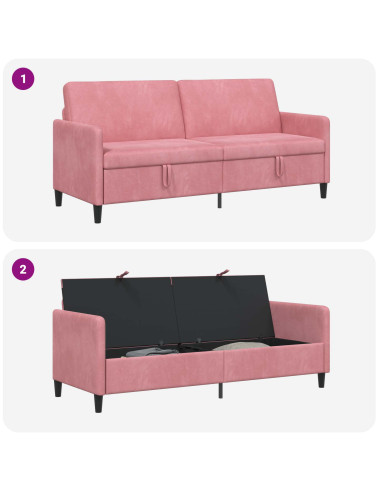 Divano con Storage Rosa 192 x 78 x 87 cm Poliestere
