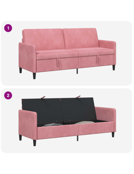 Divano con Storage Rosa 192 x 78 x 87 cm Poliestere