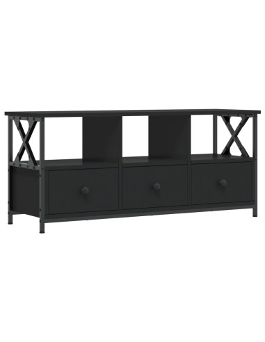 Mobile Porta TV Nero 102x33x45 cm in Legno Multistrato e Ferro