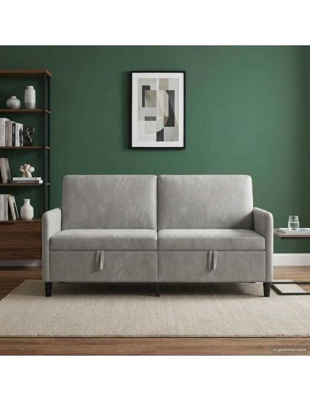 Divano con Storage Grigio Chiaro 172 x 78 x 87 cm Poliestere