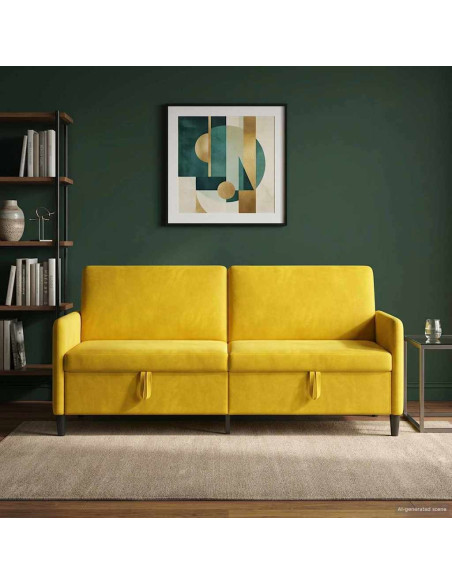 Divano con Storage Giallo 192 x 78 x 87 cm Poliestere