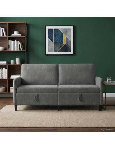 Divano con Storage Grigio Scuro 172 x 78 x 87 cm Poliestere