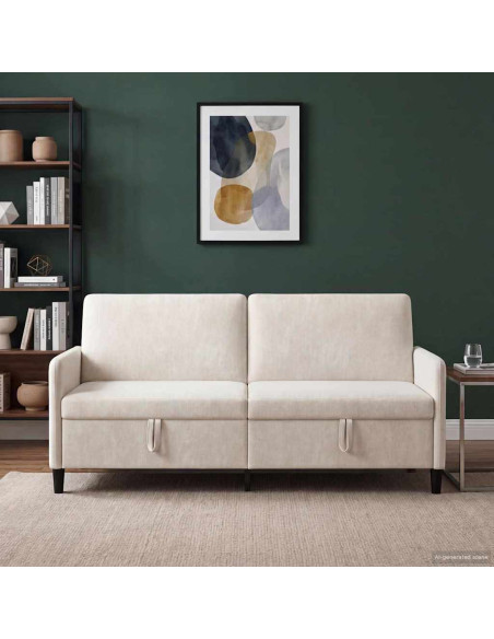 Divano con Storage Crema 192 x 78 x 87 cm Poliestere