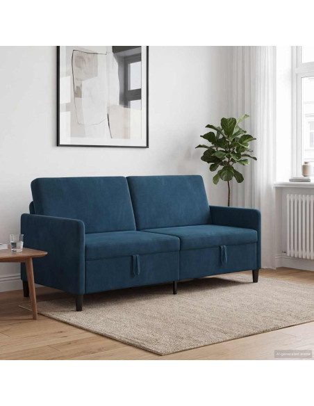 Divano con Storage Blu 192 x 78 x 87 cm Poliestere