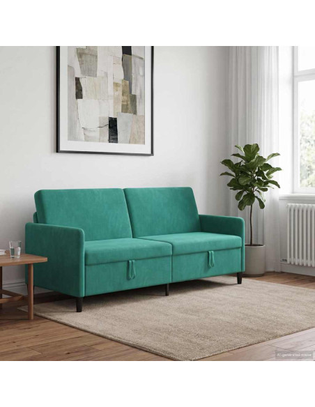 Divano con Storage Turchese 192 x 78 x 87 cm Poliestere