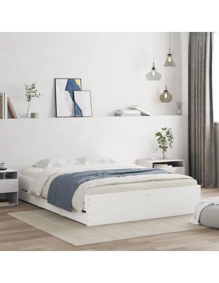 Giroletto con Cassetti Bianco 140x200 cm in Legno Multistrato