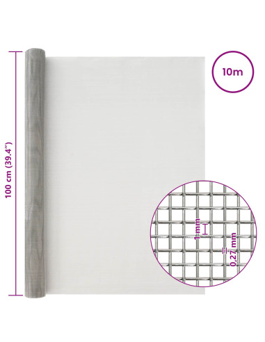 Rete per schermatura 100 x 1000 cm 20 Mesh Argento