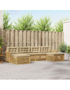 Set di divani da esterno 6 pcs Bianco e Beige
