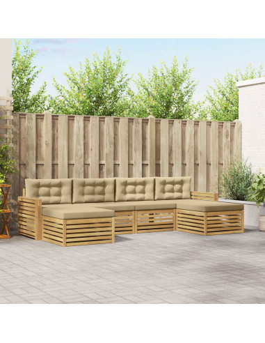 Set di divani da esterno 6 pcs Bianco e Beige
