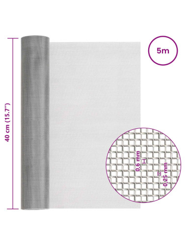 Rete per schermatura 40 x 500 cm 30 Mesh Argento