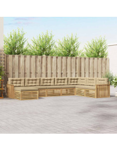 Set di divani da esterno 8 pcs Bianco e Beige