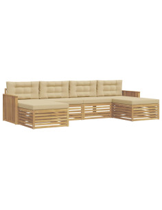 Set di divani da esterno 6 pcs Bianco e Beige 2