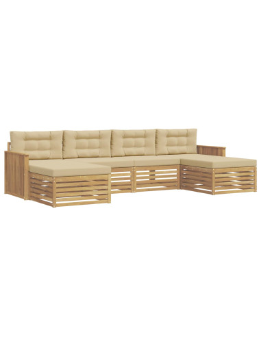 Set di divani da esterno 6 pcs Bianco e Beige