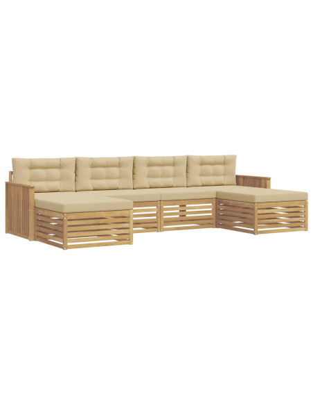 Set di divani da esterno 6 pcs Bianco e Beige