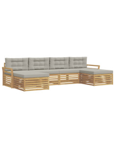 Set di divani da esterno 6 pcs Bianco e Grigio Chiaro 2