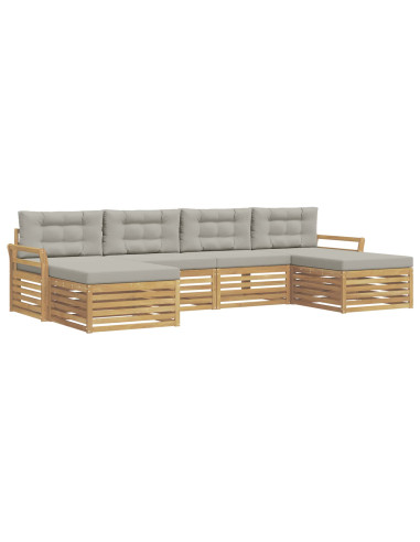 Set di divani da esterno 6 pcs Bianco e Grigio Chiaro