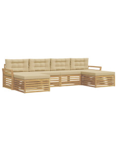 Set di divani da esterno 6 pcs Bianco e Beige 2