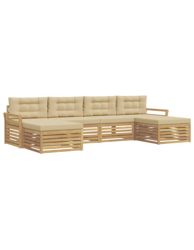 Set di divani da esterno 6 pcs Bianco e Beige