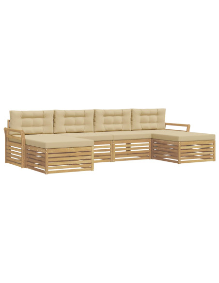 Set di divani da esterno 6 pcs Bianco e Beige