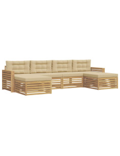 Set di divani da esterno 6 pcs Bianco e Beige 2