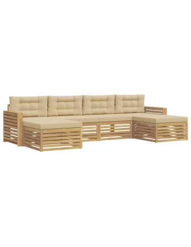 Set di divani da esterno 6 pcs Bianco e Beige