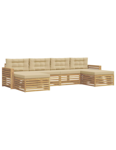 Set di divani da esterno 6 pcs Bianco e Beige