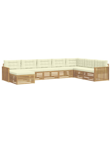 Set di divani da esterno 8 pcs Bianco e Crema