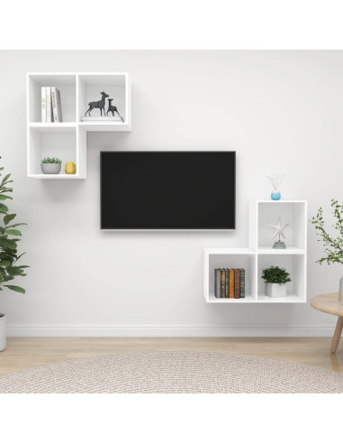 Set Mobile TV 4 pz Bianco in Truciolato