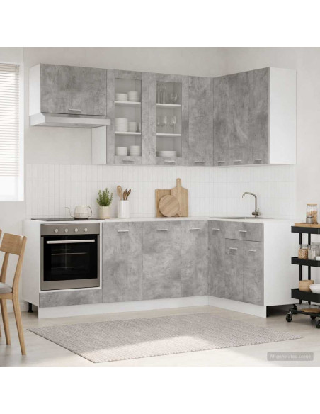 Unità Cucina LYON 8 pcs Grigio Cemento Legno ingegnerizzato