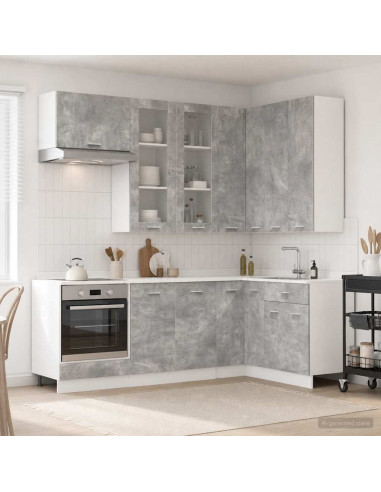 Unità Cucina LYON 8 pcs Grigio Cemento Legno ingegnerizzato