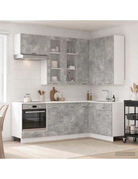 Unità Cucina LYON 8 pcs Grigio Cemento Legno ingegnerizzato
