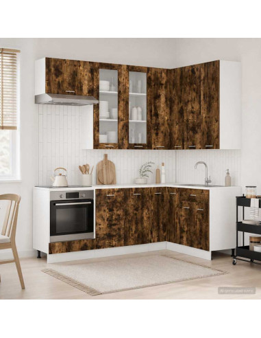 Unità Cucina LYON 8 pcs Rovere Fumo Legno ingegnerizzato
