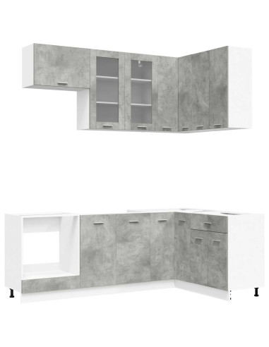 Unità Cucina LYON 8 pcs Grigio Cemento Legno ingegnerizzato