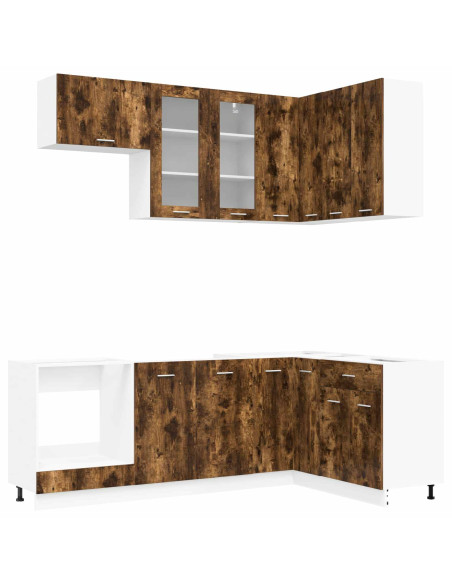 Unità Cucina LYON 8 pcs Rovere Fumo Legno ingegnerizzato
