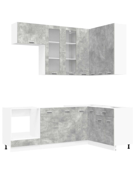 Unità Cucina LYON 8 pcs Grigio Cemento Legno ingegnerizzato