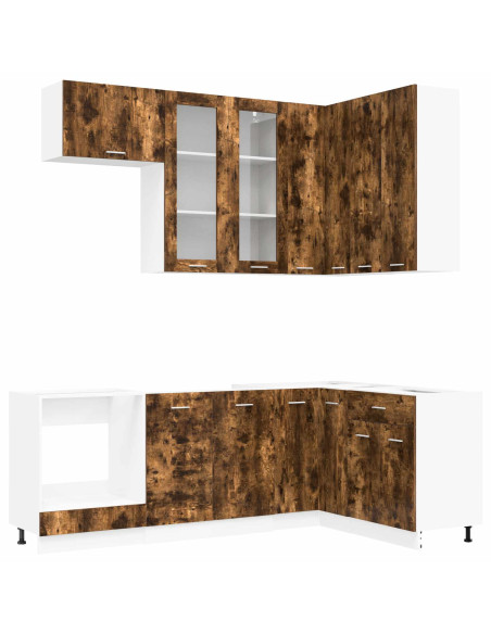 Unità Cucina LYON 8 pcs Rovere Fumo Legno ingegnerizzato