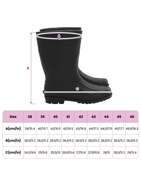 Stivali da pioggia PVC Taglia 39 Nero