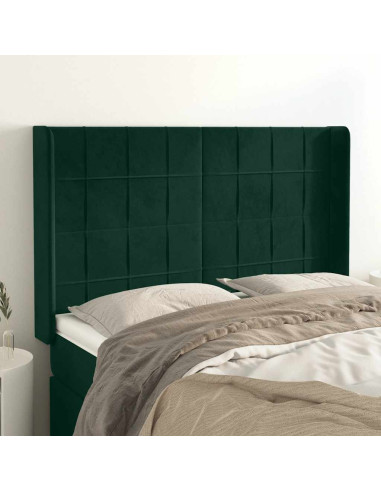 Testiera ad Orecchio Verde Scuro 147x23x118/128cm in Velluto