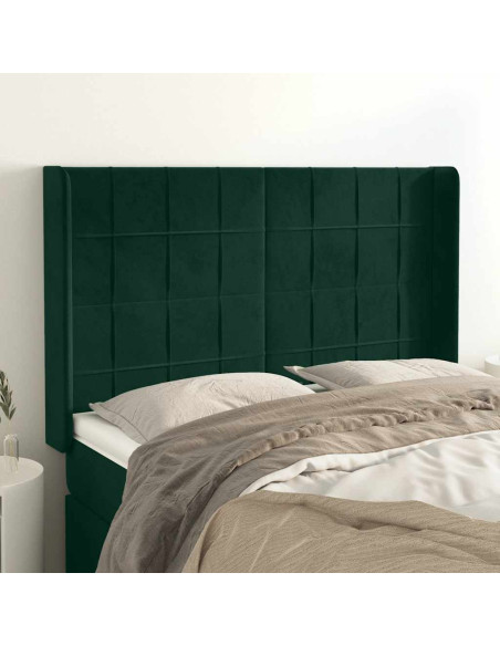 Testiera ad Orecchio Verde Scuro 147x23x118/128cm in Velluto